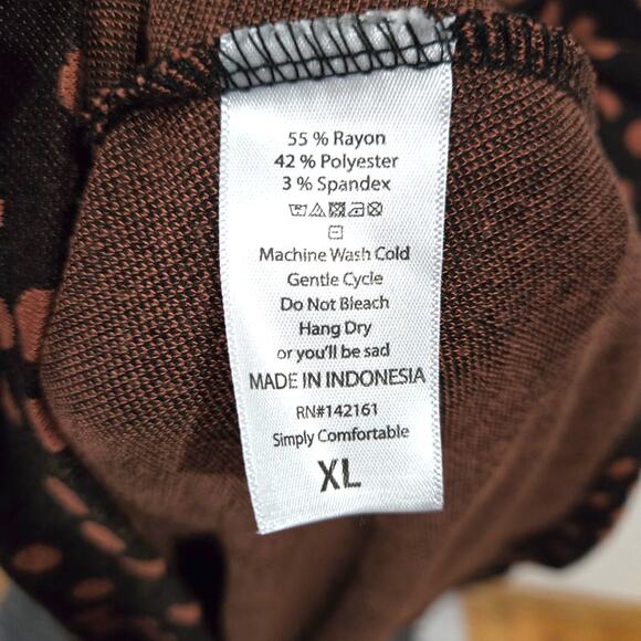 LulaRoe Sz XL Brown Carly Polka Dot Asymmertrical Dress - Picture 3 of 7
